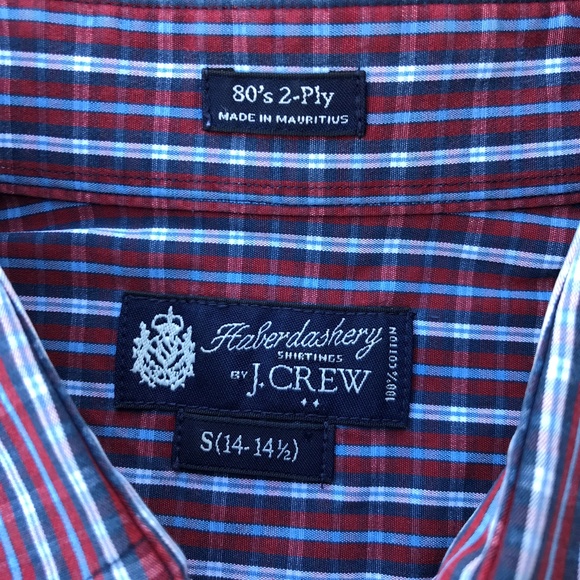 J. Crew Haberdashery Men Red Plaid ButtonDown 2Ply - Picture 4 of 8